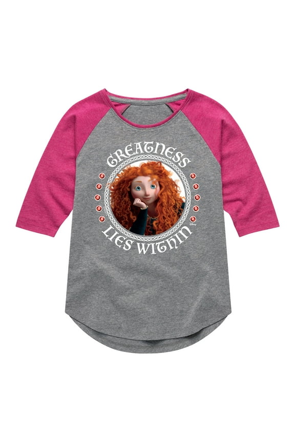 Brave - Merida Greatness Lies Within - Toddler & Youth Girls Raglan Graphic T-Shirt
