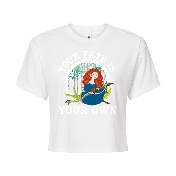 Disney Brave - Merida Your Fate Is Your Own - Juniors Cropped Cotton Blend T-Shirt