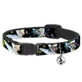 thumbnail image 1 of Disney Breakaway Cat Collar With Bell, Plastic Clip, Easy Adjustable, Glowing Tinker Bell Butterflies Flowers Black Multi Neon, 8.5 to 12 Inches 0.5 Inch Wide, 1 of 4