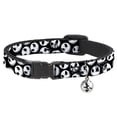 thumbnail image 1 of Disney Breakaway Cat Collar With Bell, Plastic Clip, Easy Adjustable, Nightmare Before Christmas Jack Expressions Scattered Black, 8.5 to 12 Inches 0.5 Inch Wide, 1 of 5