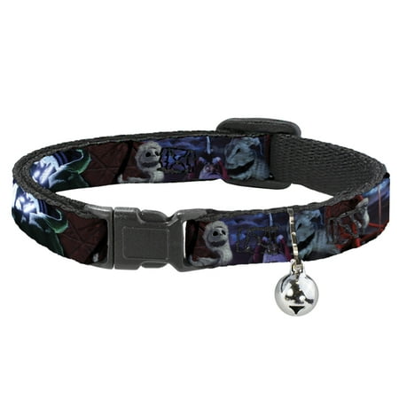Disney Breakaway Cat Collar With Bell, Plastic Clip, Easy Adjustable, Nightmare Before Christmas Jack Oogie Boogie Santa Scene, 8.5 to 12 Inches 0.5 Inch Wide