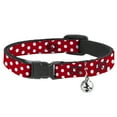 thumbnail image 1 of Disney Breakaway Cat Collar With Bell, Plastic Clip, Easy Adjustable, Minnie Mouse Polka Dots Red White, 8.5 to 12 Inches 0.5 Inch Wide, 1 of 5