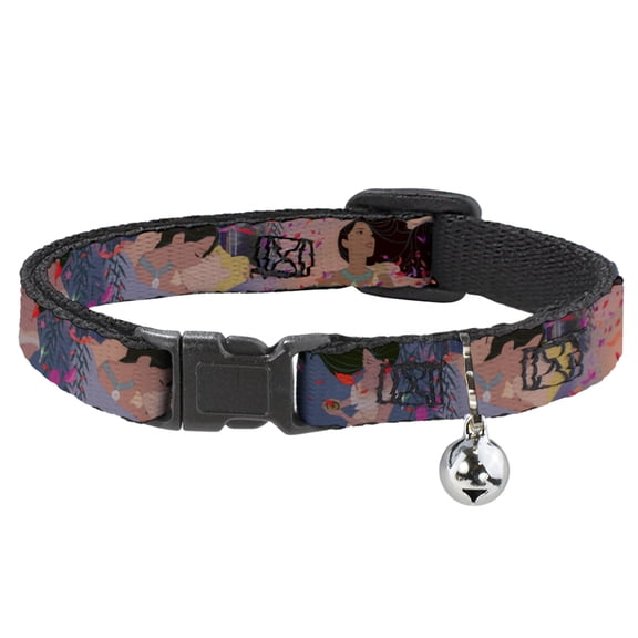 Disney Breakaway Cat Collar With Bell, Plastic Clip, Easy Adjustable, Pocahontas John Smith Scenes, 8.5 to 12 Inches 0.5 Inch Wide