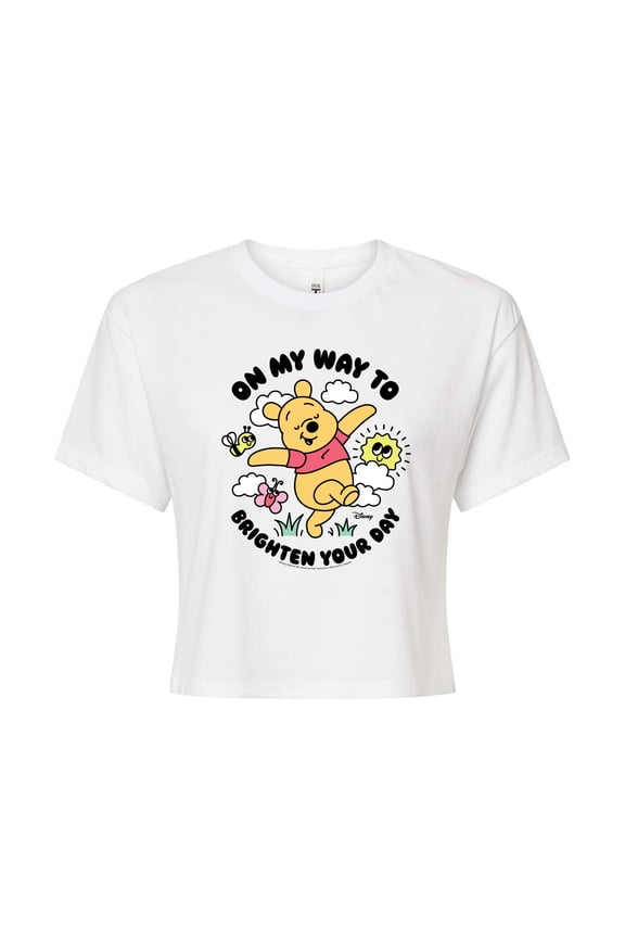 - Brighten Your Day - Juniors Cropped Cotton Blend T-Shirt