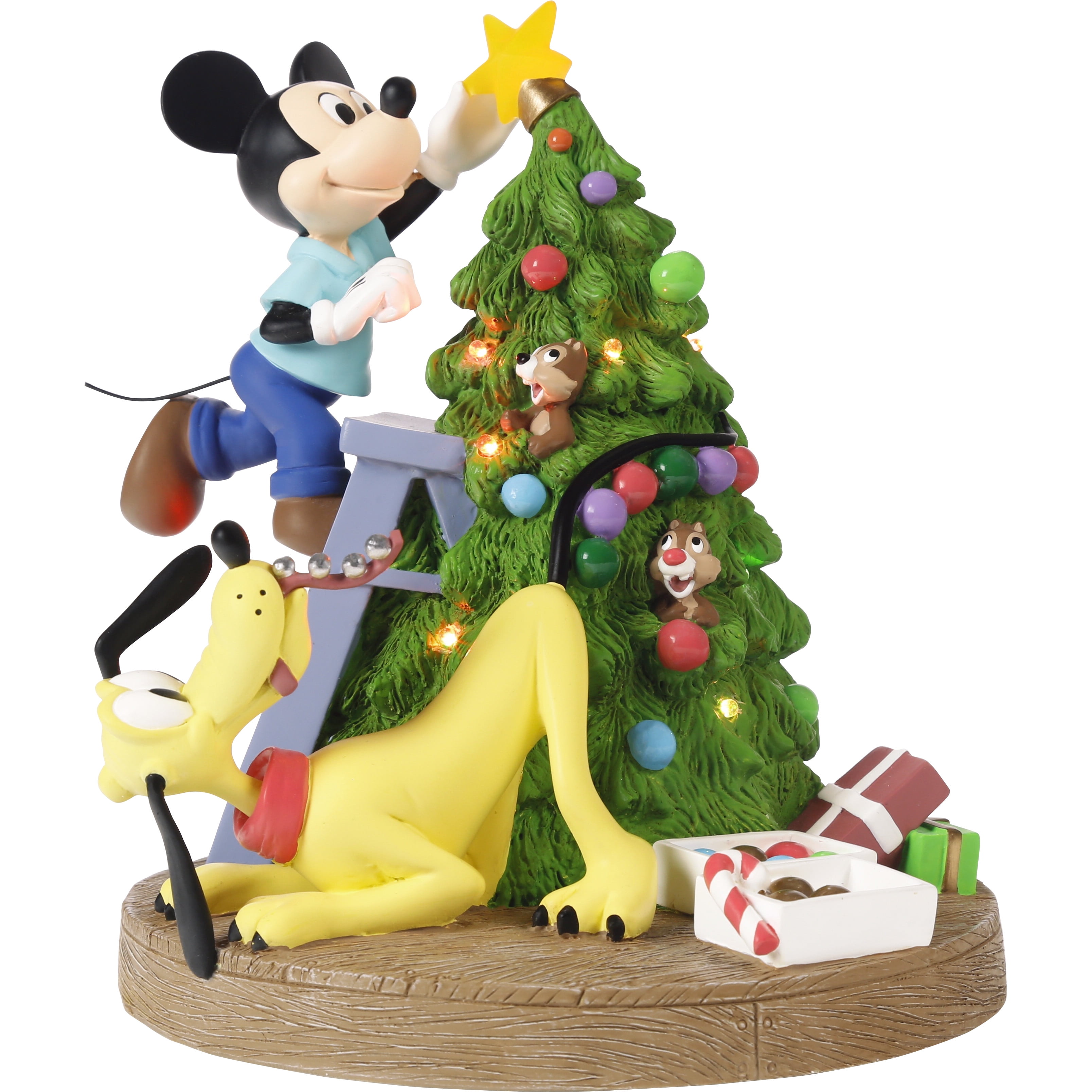 Disney Bring Home The Holiday Cheer Mickey Mouse, Pluto, Chip, and Dale LED Christmas Figurine, Count 1