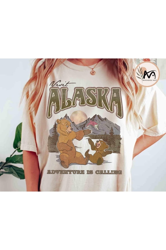 Disney Brother Bear Visit Alaska Adventure Is Calling Vintage T-Shirt, Disney Family Matching Tee, Disneyland Vacation 2025 Trip Shirt