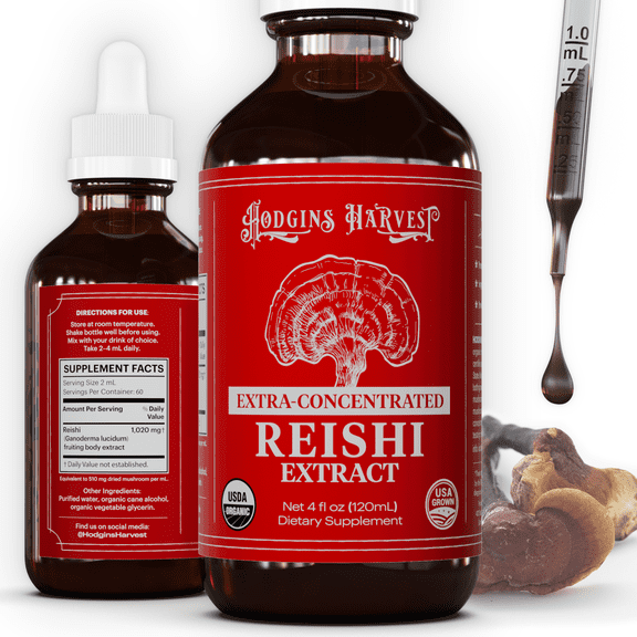 Hodgins Harvest Organic Reishi Mushroom Extract Tincture, 4 fl oz