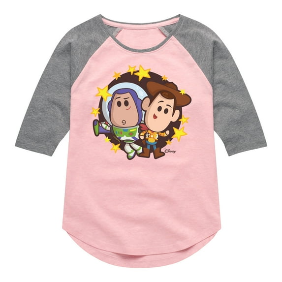 Disney - Buzz And Woody - Toddler & Youth Girls Raglan Graphic T-Shirt