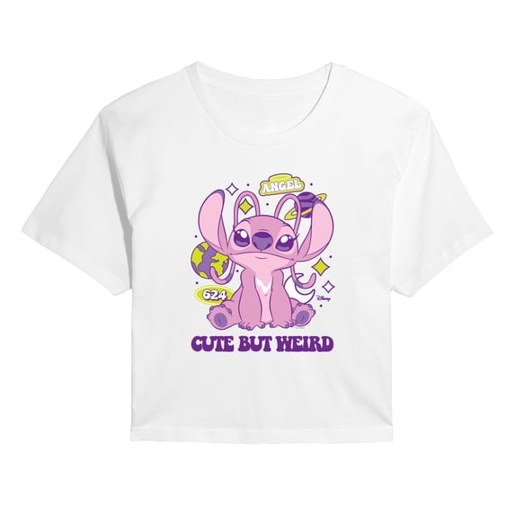 Disney - Cute But Weird Angel - Juniors Cropped Short Sleeve Graphic T-Shirt