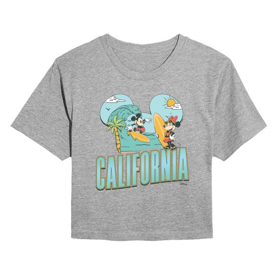 Disney - Cali Mickey Ears - Juniors Cropped Graphic T-Shirt