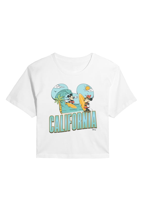 - Cali Mickey Ears - Juniors Cropped Graphic T-Shirt