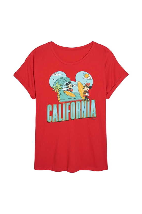 - Cali Mickey Ears - Juniors Oversized Graphic T-Shirt