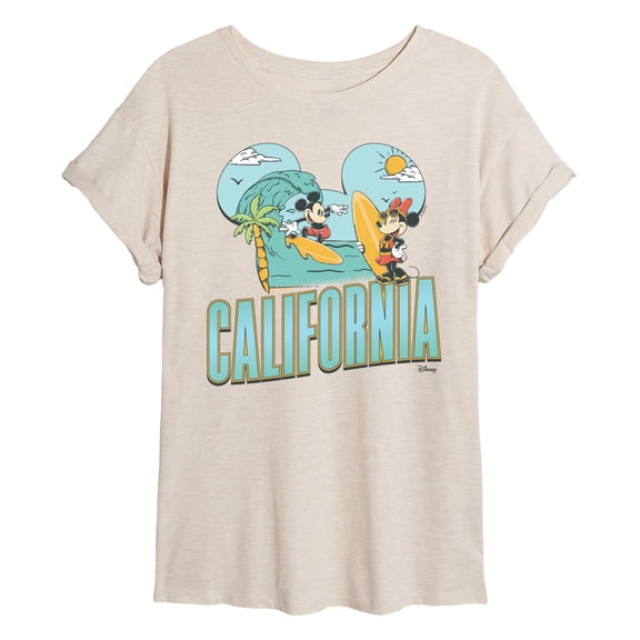 Disney - Cali Mickey Ears - Juniors Oversized Graphic T-Shirt