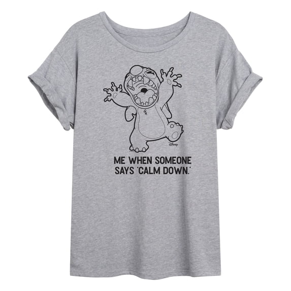 Lilo & Stitch - Calm Down - Juniors Oversized Graphic T-Shirt