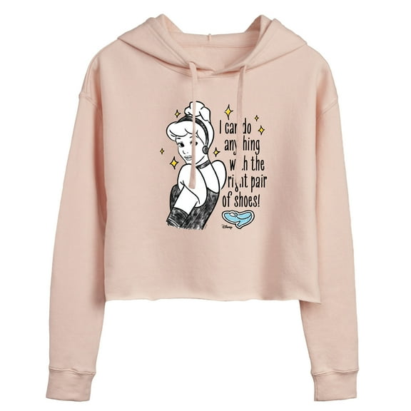 Disney - Can Do Anything With Shoes  - Juniors Cropped Pullover Hoodie