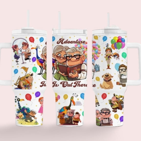 Disney Carl And Ellie Up Movie Tumbler, Her Carl His Ellie, Disney Couple Tumbler, Hubby Wife Tumbler, Honeymoon Gifts For Couples