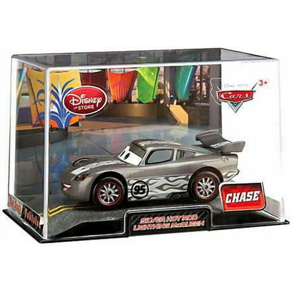 Disney Cars 1:43 Collectors Case Silver Hot Rod Lightning McQueen Diecast Car