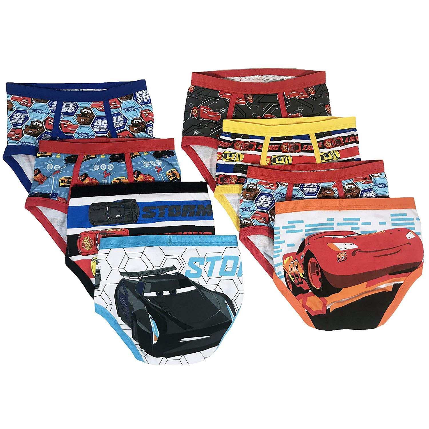 Disney Cars 3 Boys Underwear - 8-Pack Toddler/Little Kid/Big Kid Size  Briefs McQueen