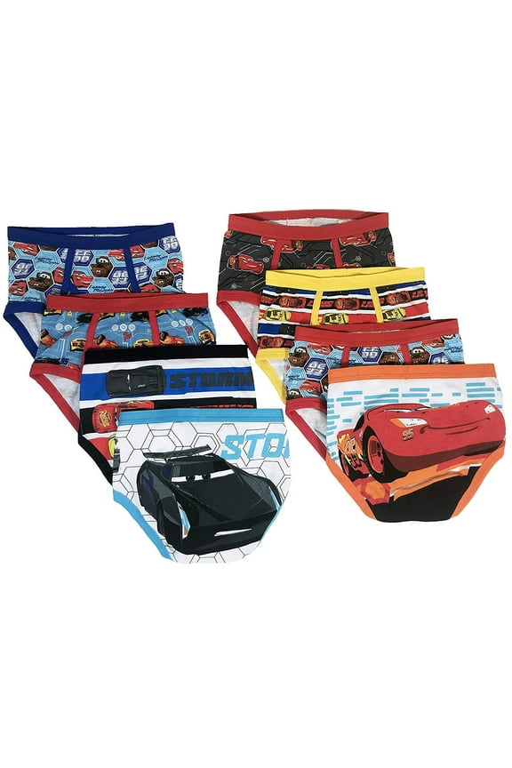Disney Cars 3 Boys Underwear - 8-Pack Toddler/Little Kid/Big Kid Size Briefs McQueen