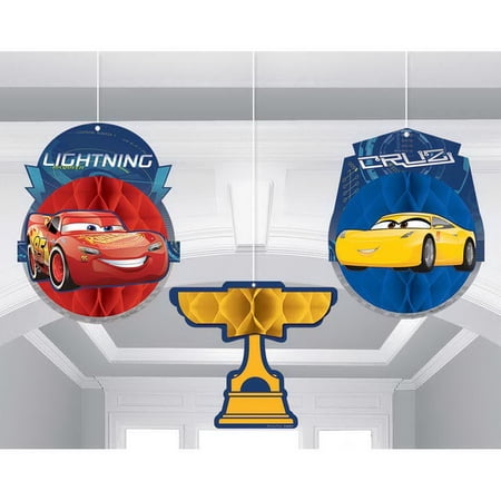 Cars 3 Honeycomb Decorations (3pc)