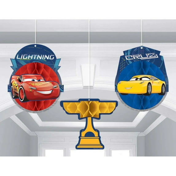 Cars 3 Honeycomb Decorations (3pc)