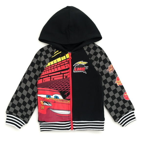 Disney Cars Big Boys' Fleece Zip-Up Hoodie McQueen Black