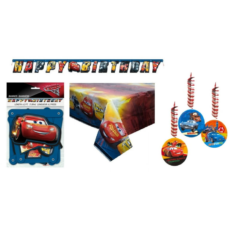 Disney Pixar Cars Birthday Party Bundle: 1 Banner, 1 Table Cover