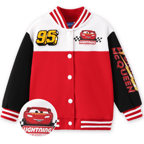 Disney Cars Boys Bomber Jackets Lightning McQueen Varsity Lightweight Sweatshirts Gift Fall Spring Toddler 3-4T