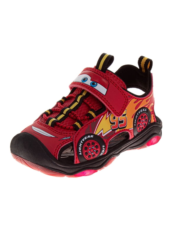 Cars Boys Lightning McQueen Hook and Loop Sport Sandals Open Toe (Little Kids), Red, Size: 12