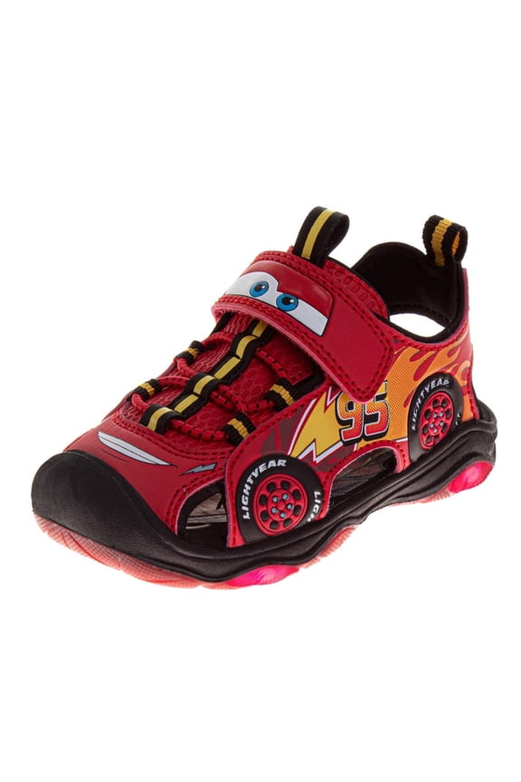 Cars Boys Lightning McQueen Hook and Loop Sport Sandals – Open Toe (Toddler / Kids), Red, Size: 5