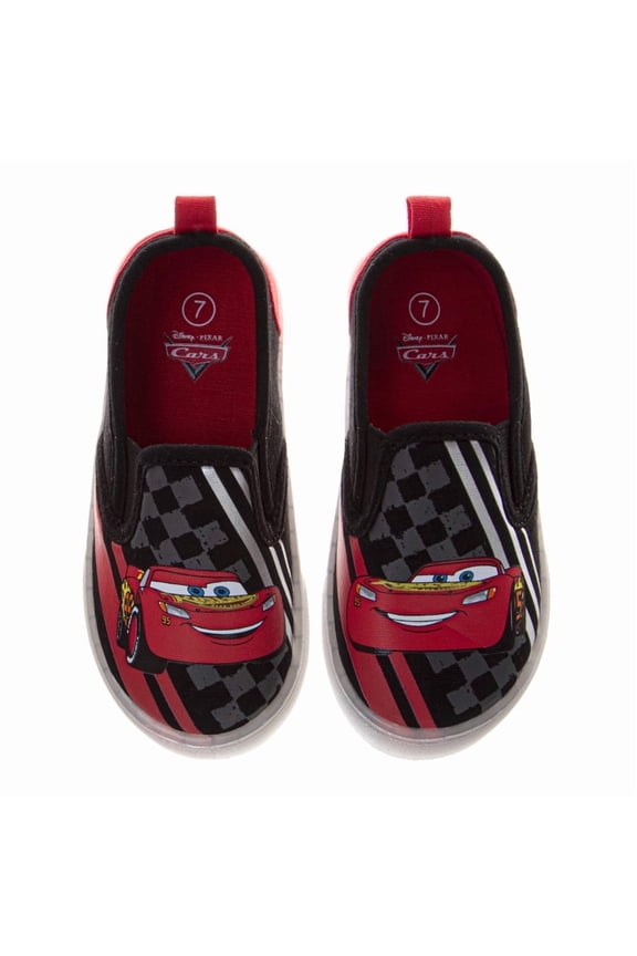 Cars Boys Lightning McQueen Light-Up Slip-On Canvas Sneakers (Toddler), Red, Size: 7