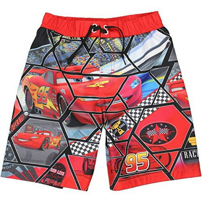 Disney Cars Boys Swim Trunks Swimwear 4 Red Black Walmart