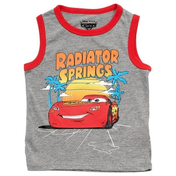 Disney Cars Boys Toddler Tank Top Lightning McQueen Graphic Shirt Soft Cotton Blend Sleeveless Tee for Kids