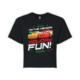 thumbnail image 1 of Disney Cars - Christmas - On The Highway To Holiday Fun - Juniors Cropped Cotton Blend T-Shirt, 1 of 5