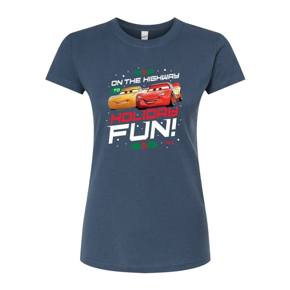 Disney Cars - Christmas - On The Highway To Holiday Fun - Juniors Fitted Graphic T-Shirt