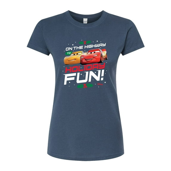 Disney Cars - Christmas - On The Highway To Holiday Fun - Juniors Fitted Graphic T-Shirt