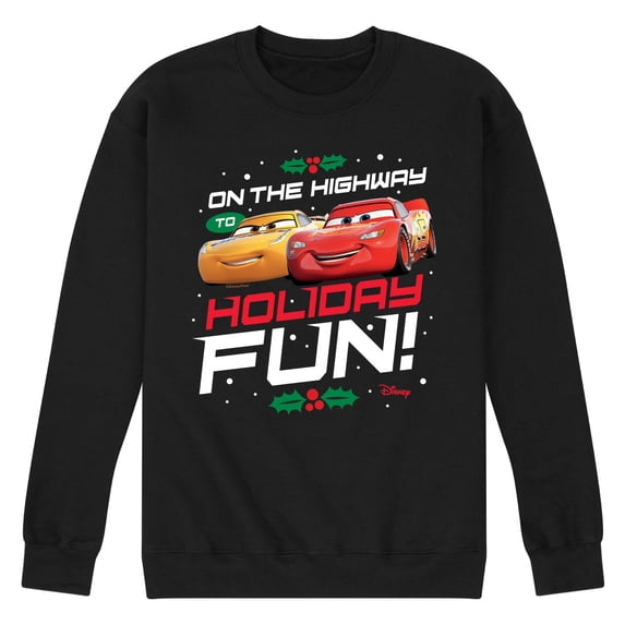 Disney Cars - Christmas - On The Highway To Holiday Fun - Men's Crew Neck Fleece Pullover