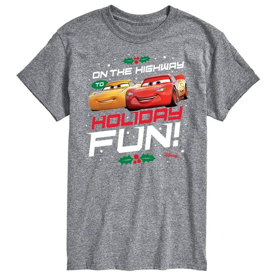 Disney Cars - Christmas - On The Highway To Holiday Fun - Men's Short Sleeve Graphic T-Shirt