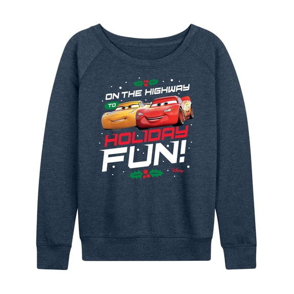 Disney Cars - Christmas - On The Highway To Holiday Fun - Women's Lightweight French Terry Long Sleeve Shirt