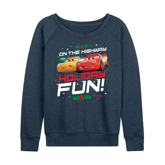 Disney Cars - Christmas - On The Highway To Holiday Fun - Women's Lightweight French Terry Long Sleeve Shirt