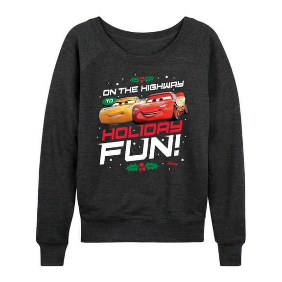 Disney Cars - Christmas - On The Highway To Holiday Fun - Women's Lightweight French Terry Long Sleeve Shirt