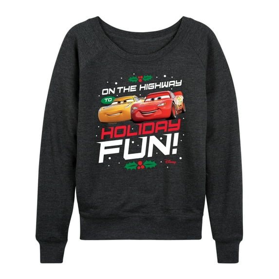 Disney Cars - Christmas - On The Highway To Holiday Fun - Women's Lightweight French Terry Long Sleeve Shirt