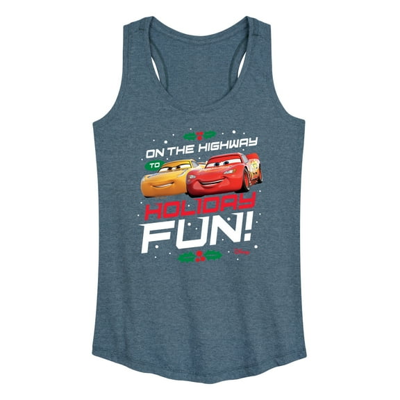 Disney Cars - Christmas - On The Highway To Holiday Fun - Women's Racerback Tank Top