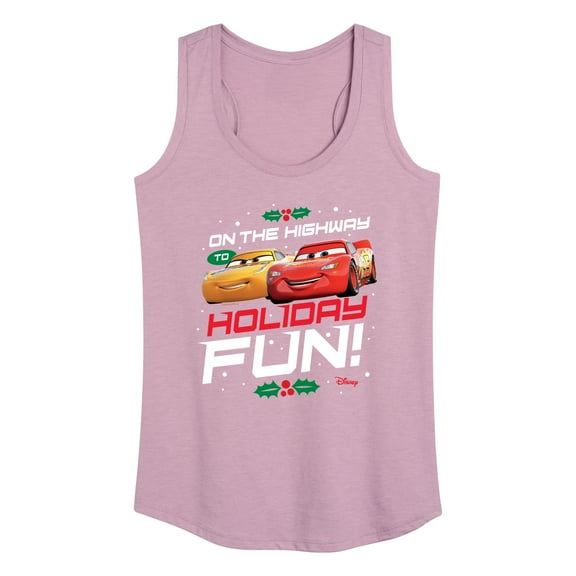 Disney Cars - Christmas - On The Highway To Holiday Fun - Women's Racerback Tank Top