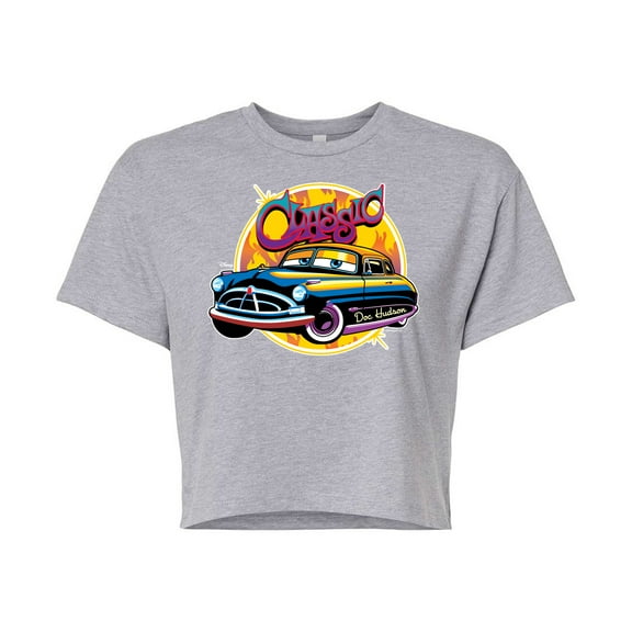 Disney Cars - Classic Doc Hudson Car Show Ready - Juniors Cropped Cotton Blend T-Shirt