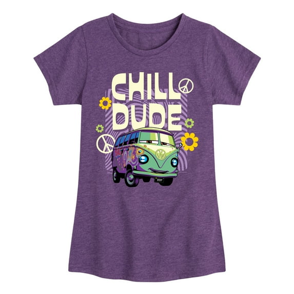 Disney Cars - Filmore Says Chill Dude - Toddler & Youth Girls Short Sleeve Graphic T-Shirt