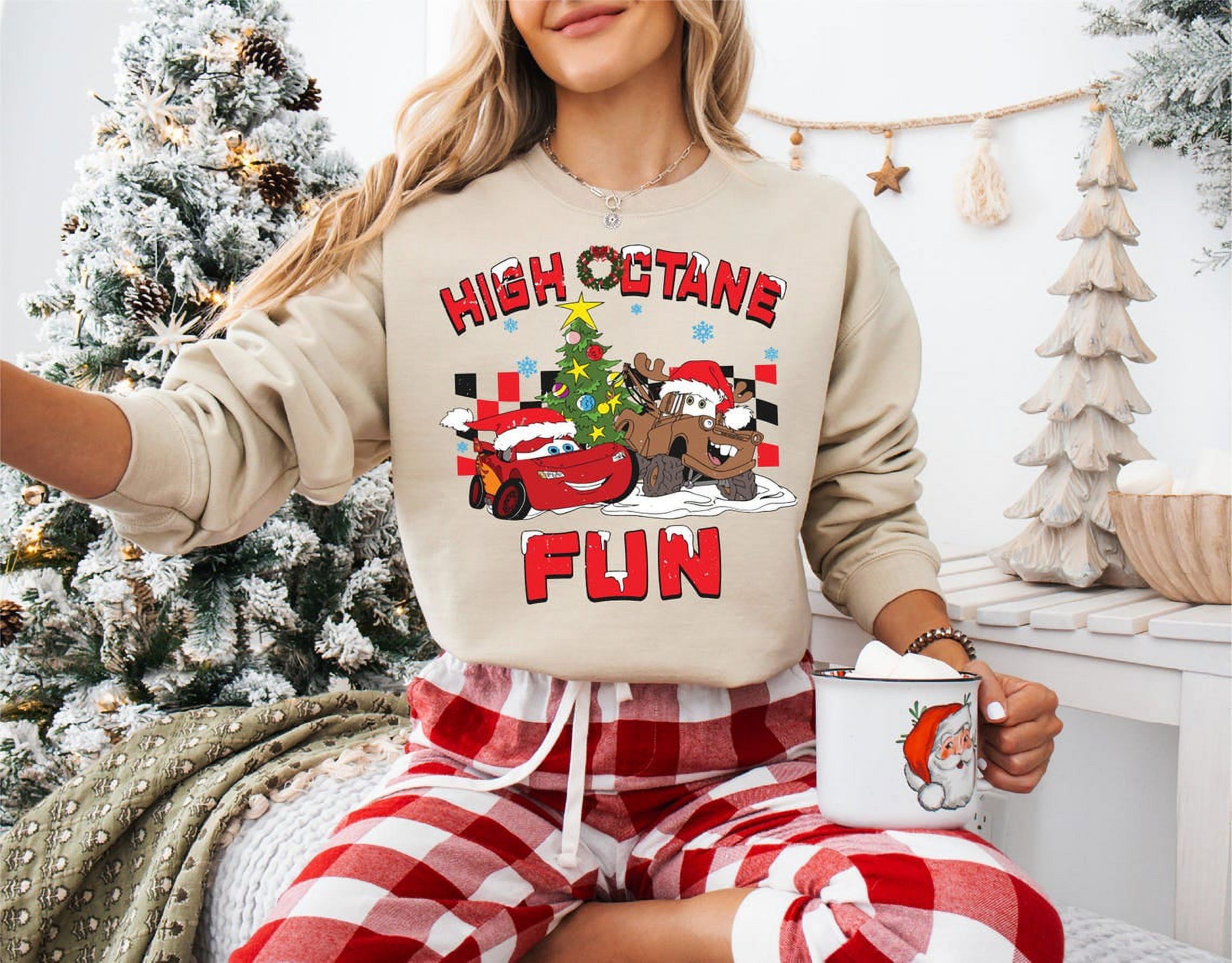 Disney Cars High Octane Fun Christmas Sweatshirt, McQueen And Mater