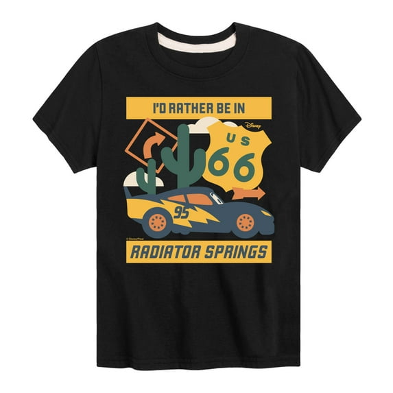 Disney - Cars - Id Rather Be In Radiator Springs - Boy's Toddler And Youth Short Sleeve Tee