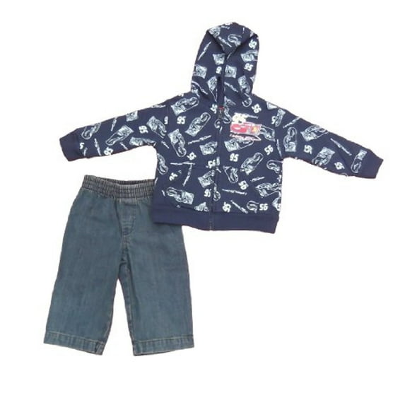Disney Cars Infant Boys 2pc Hooded Jeans Set Navy 6-9Mos