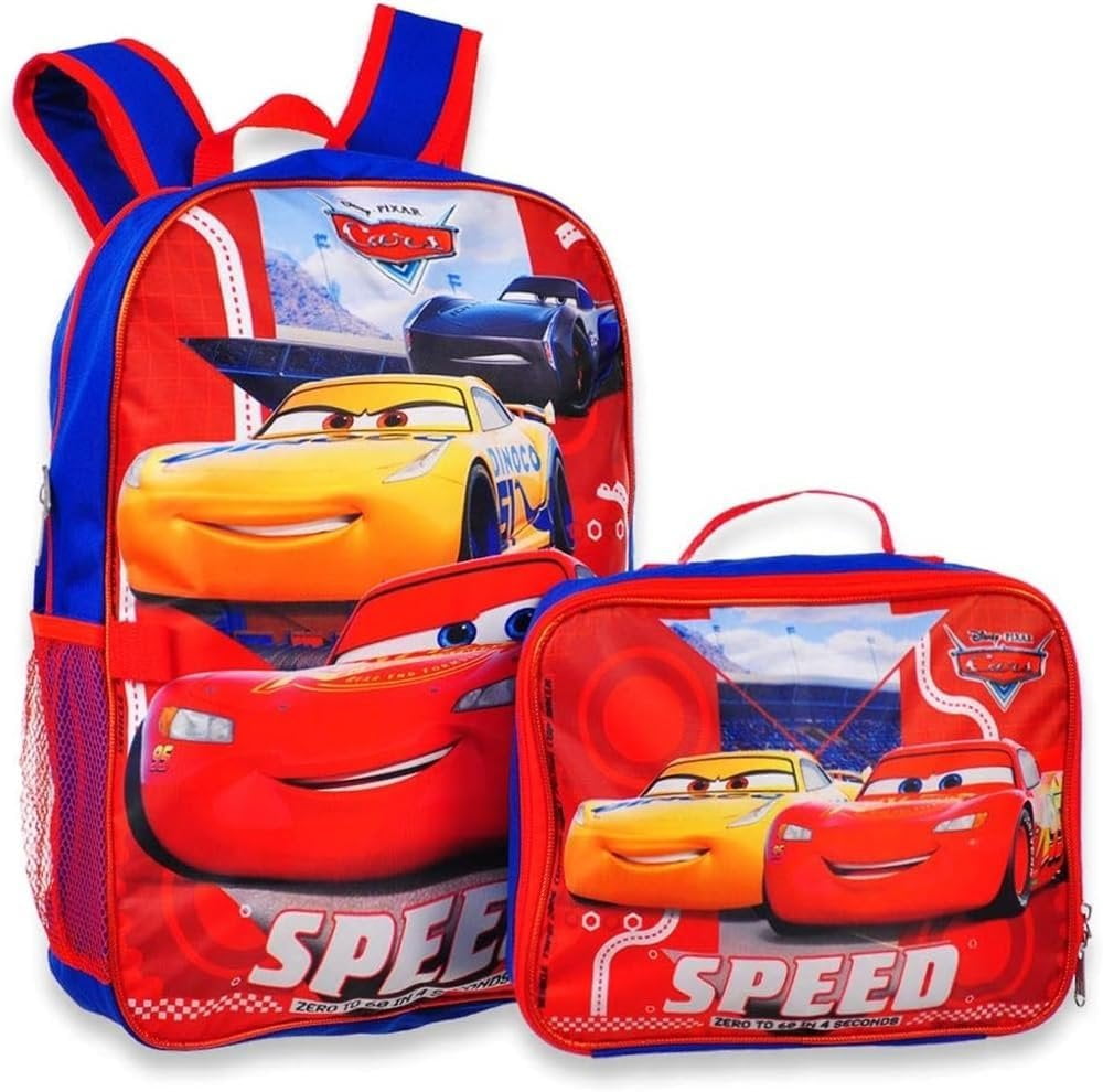 Disney Cars Kid s 16 Inch Backpack With Removable Lunch Box Set Lightning Mcqueen School
